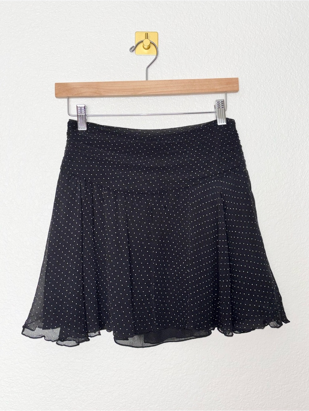 Vintage Express 2006 100% Silk Polka Dot Skirt | Size 0 | Black & White